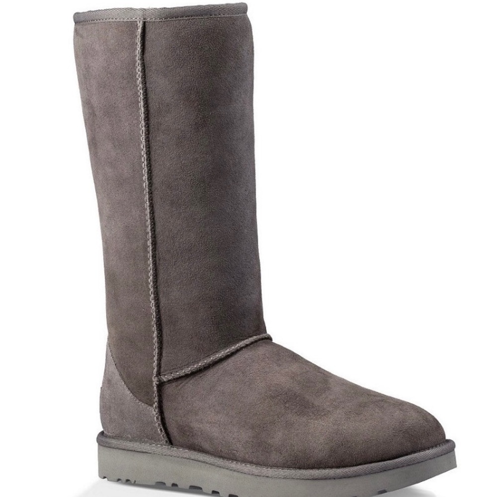 UGG gray suede tall boots w zipper